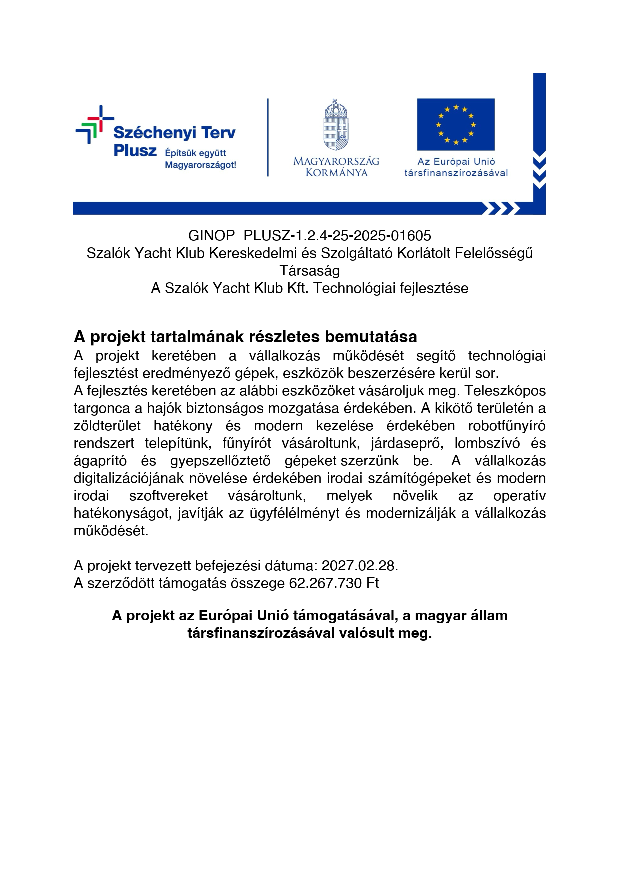 Széchenyi Terv Plusz